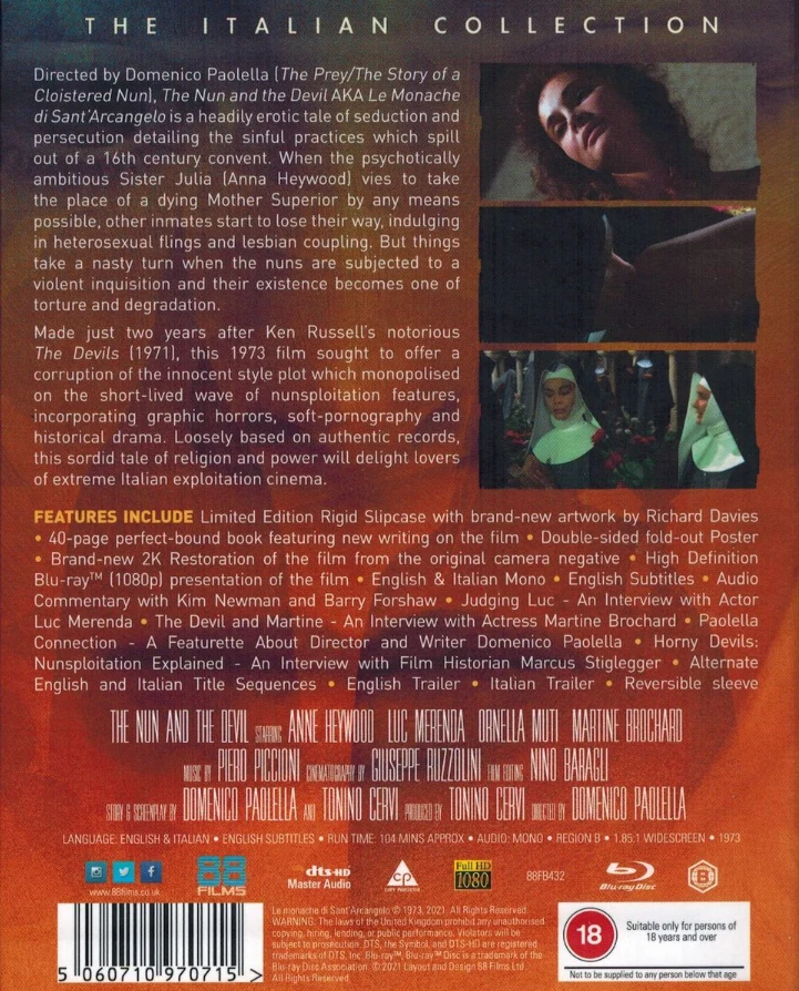 Pyhän luostarin nunnat / The Nun and the Devil - St. Arcangelon Nunnat - Deluxe painos (Blu-ray) Le monache di Sant'Arcangelo / Nuns of Saint Archangel / Innocence from Hell  (Limited Edition Slipcover) The Italian Collection 64#