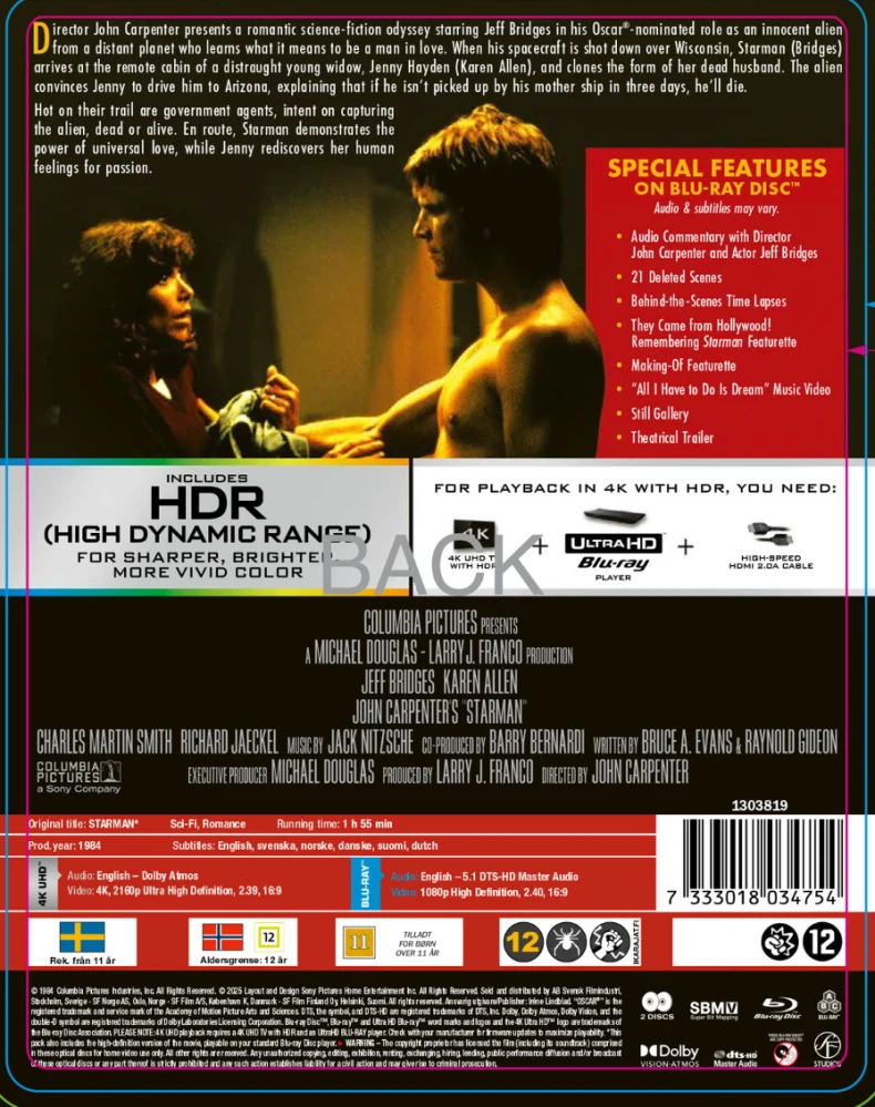 Starman - Vieras Tähtien Takaa (1984) Limited Edition Steelbook (4K Ultra HD + Blu-ray) John Carpenter