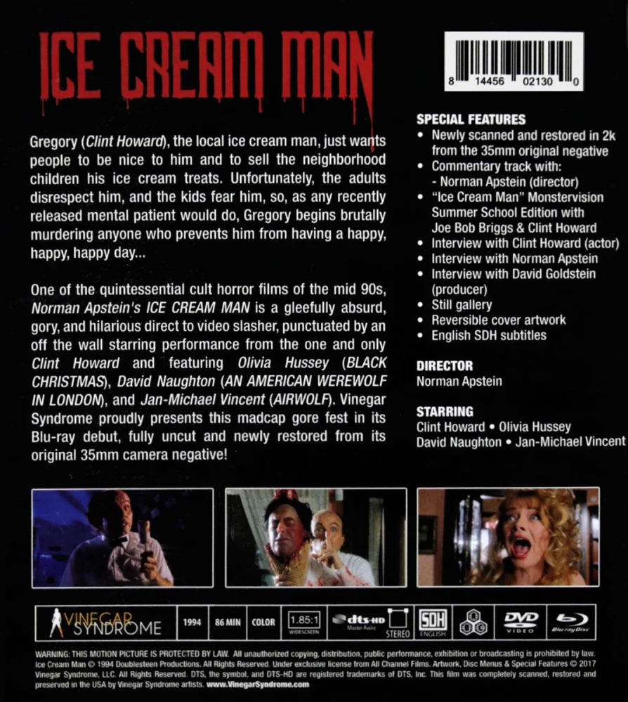 Ice Cream Man (Blu-ray + DVD) Vinegar Syndrome (1995)