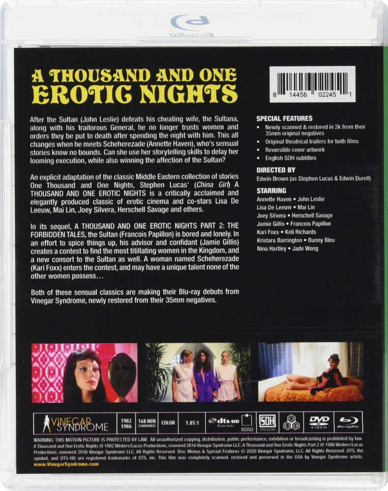 A Thousand and One Erotic Nights 1 & 2 (Blu-ray + DVD) Vinegar Syndrome