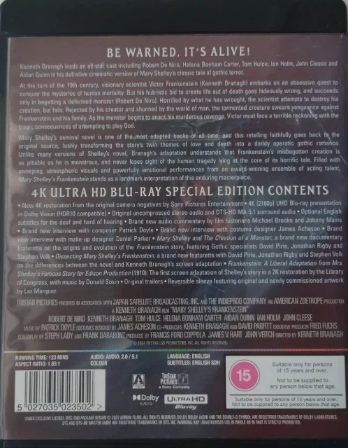 Mary Shelley's Frankenstein - Limited Edition (With Booklet) (4K Ultra HD) Mary Shelleyn Frankenstein (ARROW)