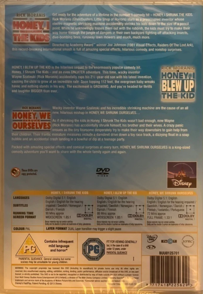 Kulti, kutistin kakarat / Kultsi, suurensin kakaran / Kulti, kutistin meidät (3x DVD)  Honey, I Shrunk The Kids / Honey, I Blew Up The Kid / Honey, We Shrunk Ourselves