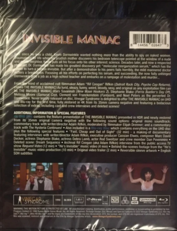 The Invisible Maniac - Limited Edition Slipcover (4K Ultra HD + Blu-ray) Vinegar Syndrome