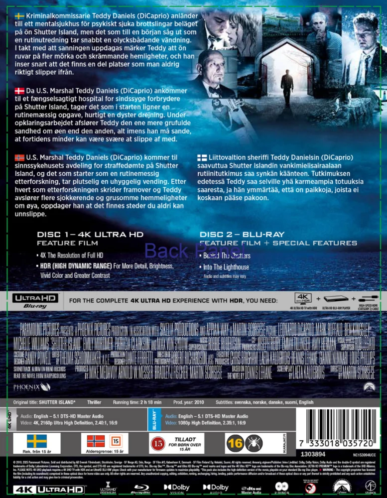 Suljettu Saari - Shutter Island - Limited Collector´s Edition (4K UHD + Blu-ray) 2010