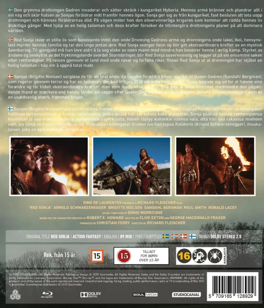 Red Sonja (Blu-ray) Arnold Schwarzenegger, Brigitte Nielsen