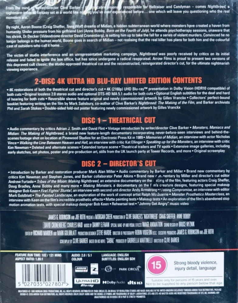 Yön kansa - Nightbreed - Limited Edition (4K Ultra HD) 1 Movie, 2 Cuts (Arrow)