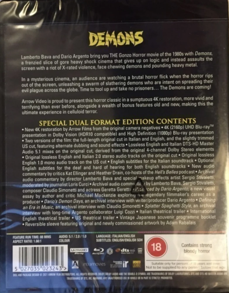 Demons (4K Ultra HD + Blu-ray) Ohjaus: Lamberto Bava (ARROW) Dèmoni