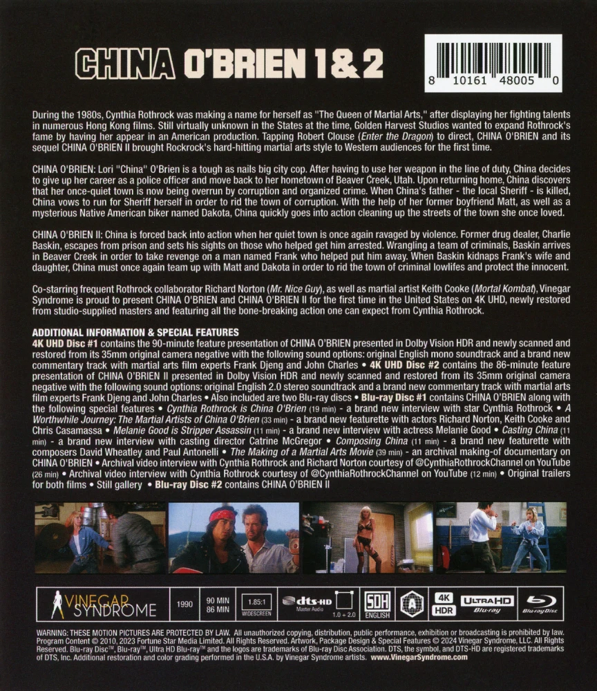 China O'Brien 1 & 2 (2x 4K Ultra HD + 2x Blu-ray) Vinegar Syndrome