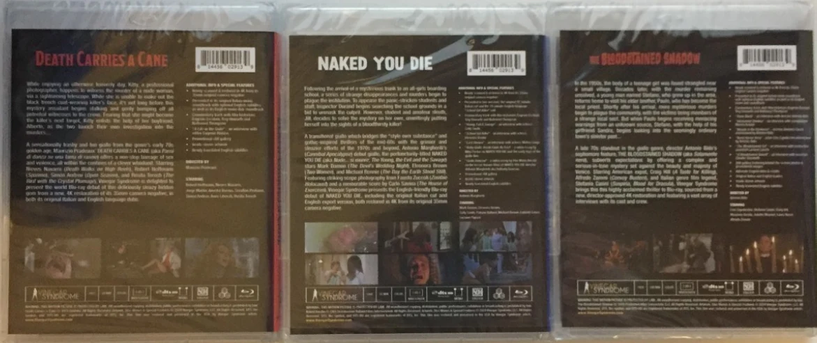 Forgotten Gialli: Volume Six - BOX - Limited Edition (3 x Blu-ray) Death Carries a Cane / Naked You Die / The Bloodstained Shadow (Vinegar Syndrome Exclusive)