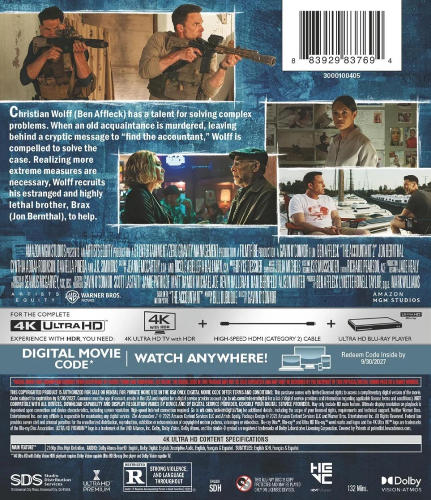 The Accountant 2 (2025) (4K Ultra HD) Slipcover