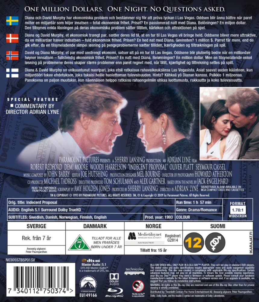Vain Yksi Yö - Indecent Proposal (Blu-ray) Ohjaus: Adrian Lyne