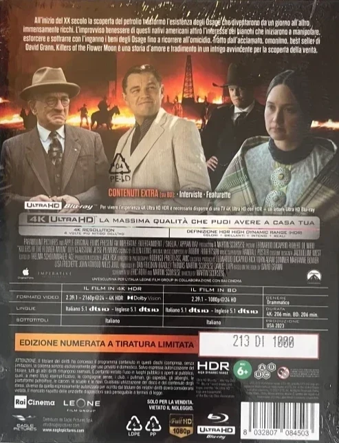 Killers of the Flower Moon - Limited Edition (2023) Numeroitu Painos (4K UHD + Blu-ray) Slipcover