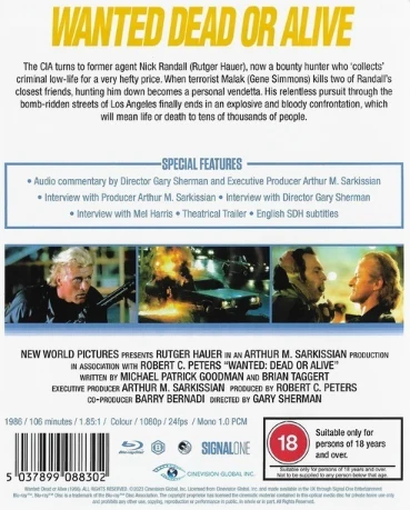 Wanted : Dead Or Alive (1987) Rutger Hauer (Blu-ray)