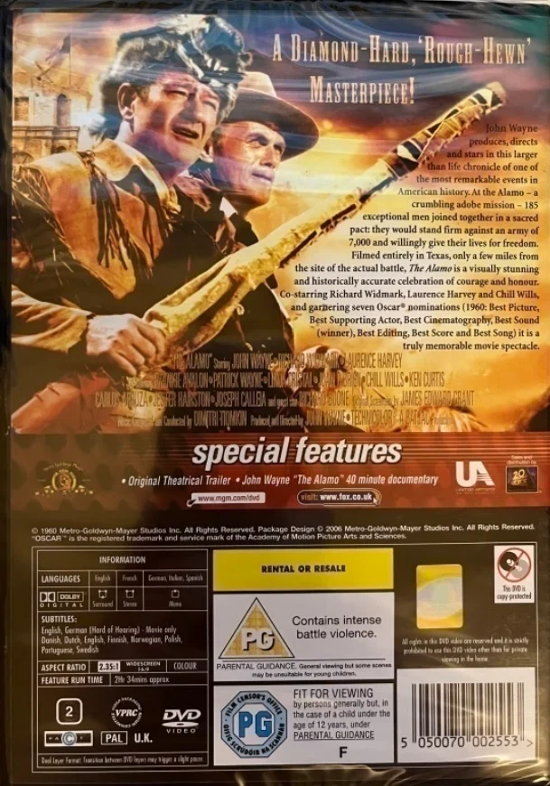 Alamo (1960) John Wayne -elokuva (DVD) The Alamo