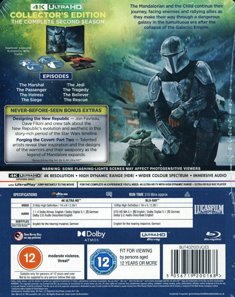 Mandalorian Kausi 2 - Limited Edition Steelbook (2x 4K Ultra HD & 2x Blu ray) Season 2