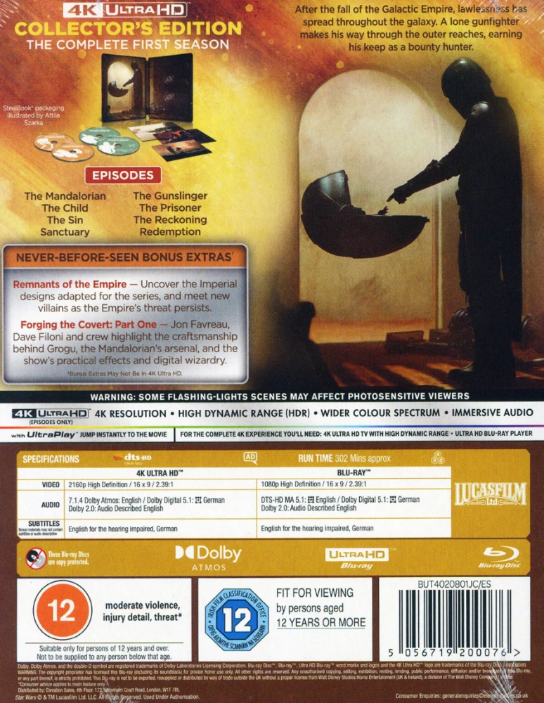 Mandalorian Kausi 1 - Limited Edition Steelbook (2x 4K Ultra HD & 2x Blu ray) Season 1