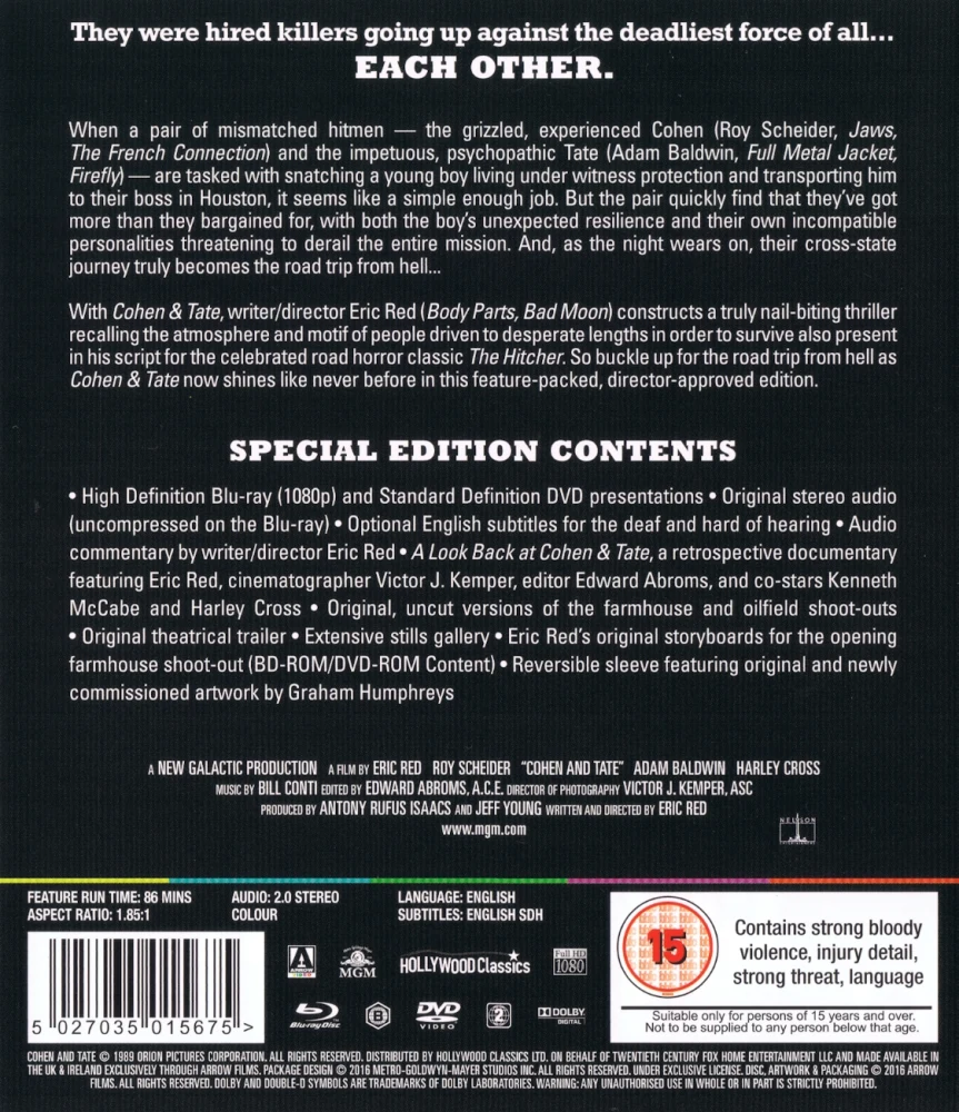 Cohen & Tate - Special Edition (Blu-ray + DVD) ARROW (1988) Ensimmäinen painos: Vihkonen