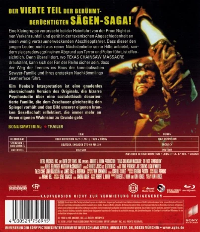 Texas Chainsaw Massacre 4 - Teksasin Moottorisahamurhat: Uusi Sukupolvi  Texas chainsaw massacre - Next generation (Blu-ray) Uncut! Leikkaamaton!