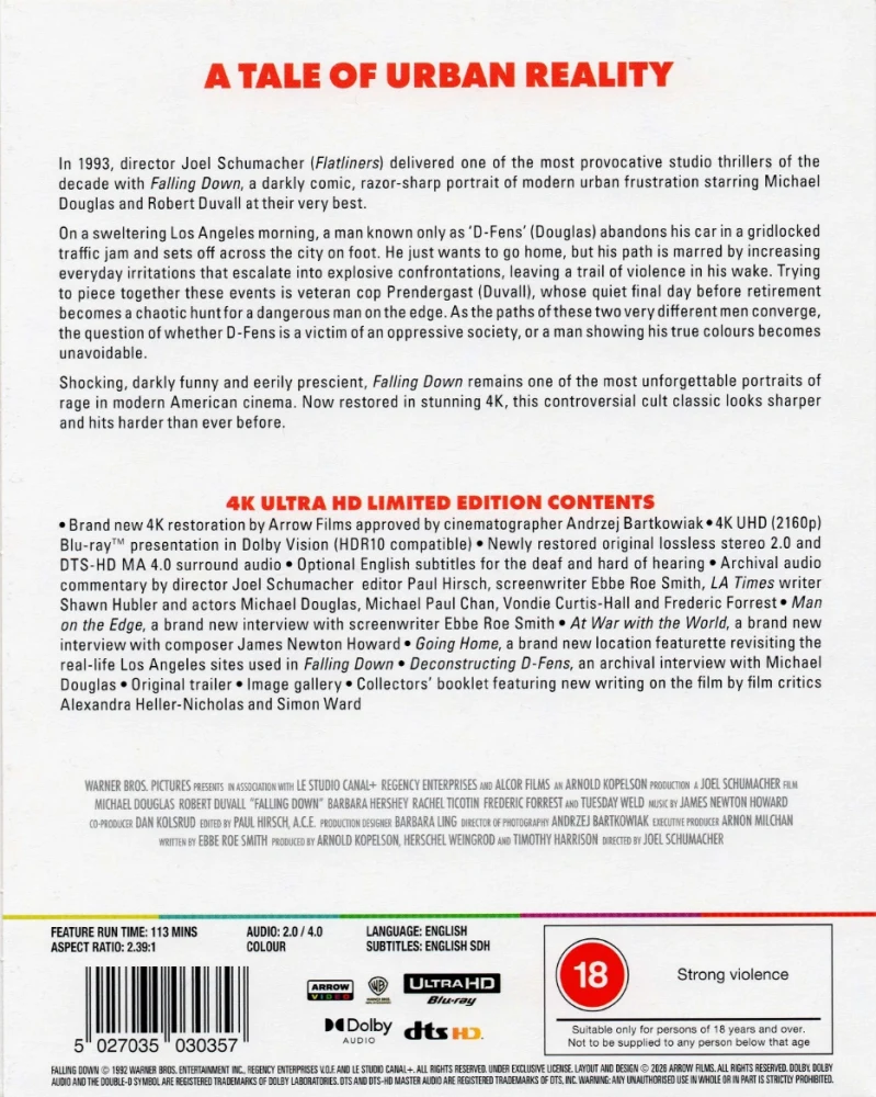 Rankka päivä - Falling Down - Limited Edition (4K Ultra HD) Vihkonen + Slipcover (Arrow)