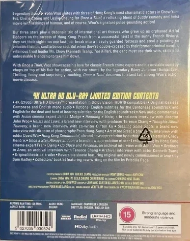 Once a Thief - Kerran varas, aina varas - Limited Edition (4K Ultra HD) Slipcover + Vihkonen (Arrow)