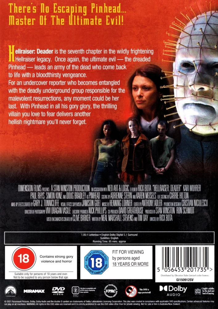 Hellraiser 7 - Deader (DVD) Kari Wuhrer (2005)