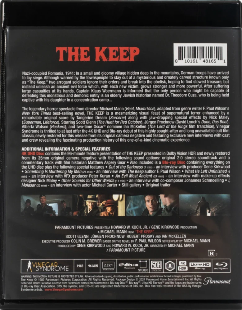 Paholaisen pesä - The Keep - Limited Edition Slipcase + Slipcover (4K Ultra HD + Blu-ray) 1983 (Vinegar Syndrome Retail) 40-sivuinen kirja