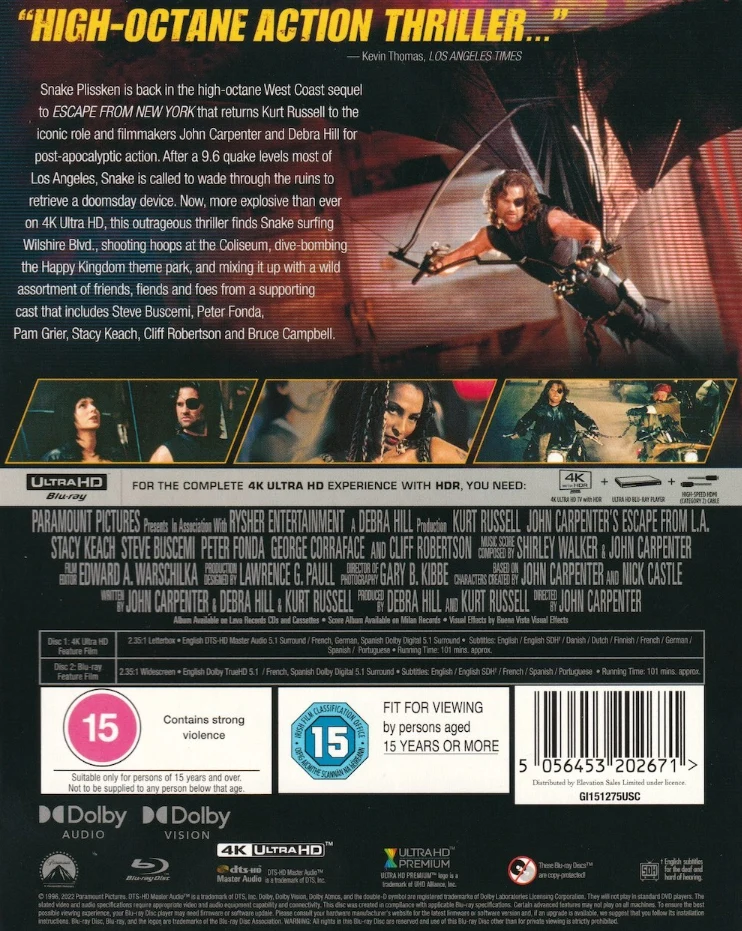 Pako L.A.:sta - John Carpenter's Escape From L.A. - Limited Edition (4K Ultra HD + Blu-ray)  DigiPack / Collector's Edition