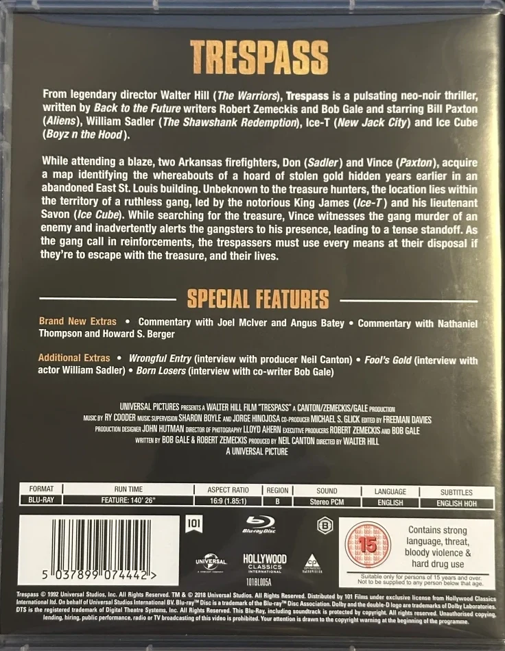 Tunkeutujat - Trespass [Blu-ray] Bill Paxton (Ohjaus: Walter Hill)