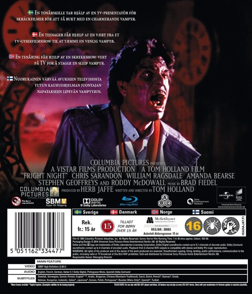 Kauhun yö - Fright Night (1985) Tom Holland -elokuva (Blu-ray)