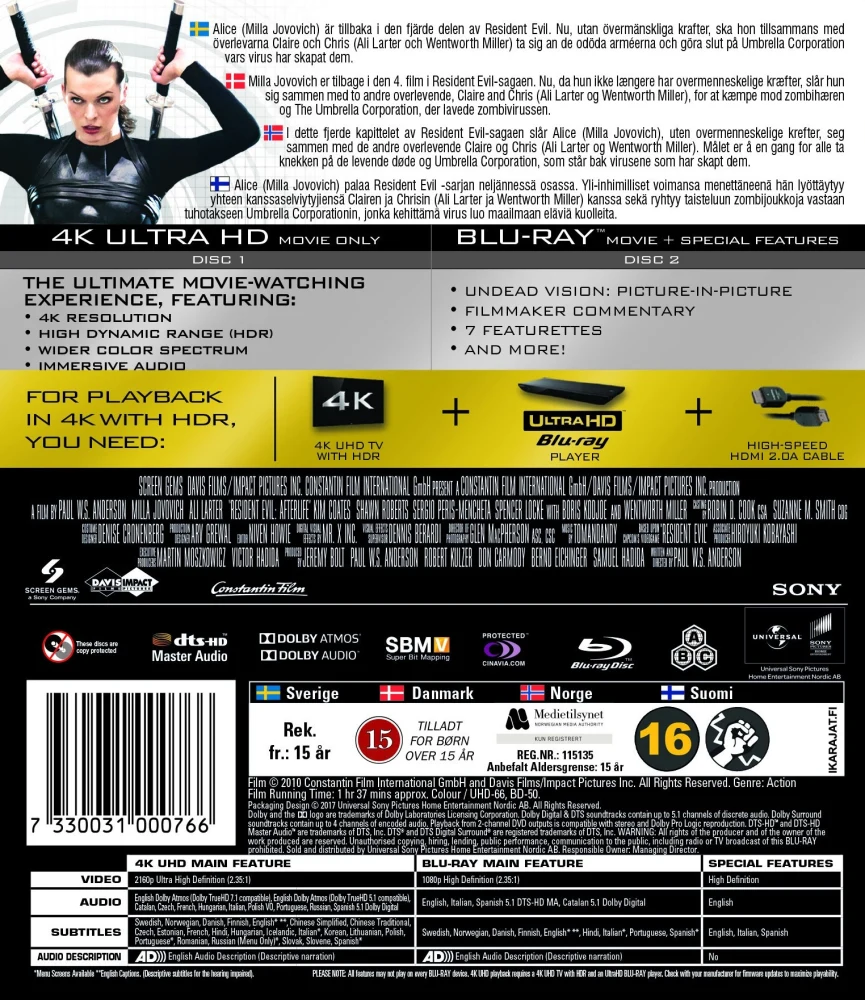 Resident Evil: Afterlife (4K Ultra HD + Blu-ray)