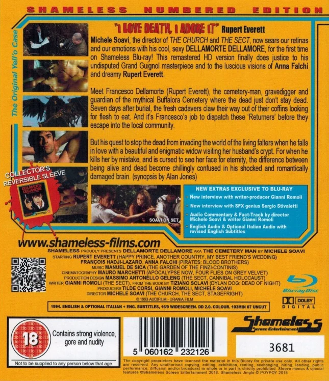 Dellamorte Dellamore - Cemetery Man (Blu-ray) Numeroitu Painos # (1994) Shameless (UNCUT)