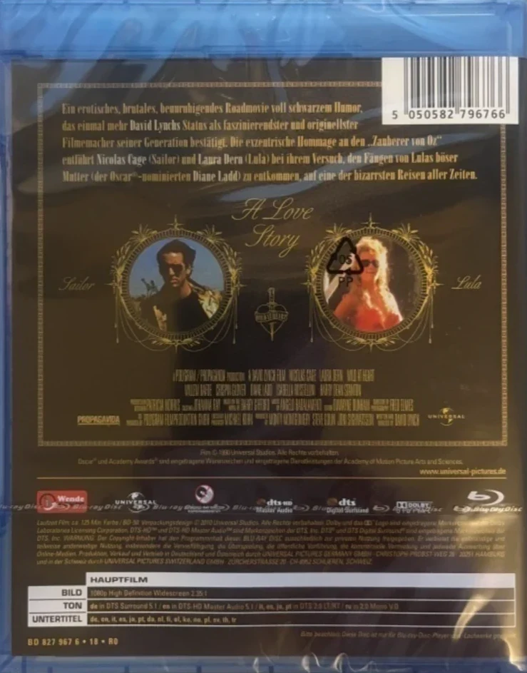 Villi sydän (Blu-ray) ohjaus David Lynch (1990) Nicolas Cage (Wild At Heart)