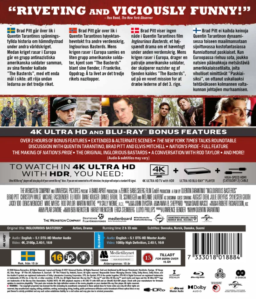 Kunniattomat Paskiaiset - Inglourious Basterds (4K Ultra HD + Blu-ray)