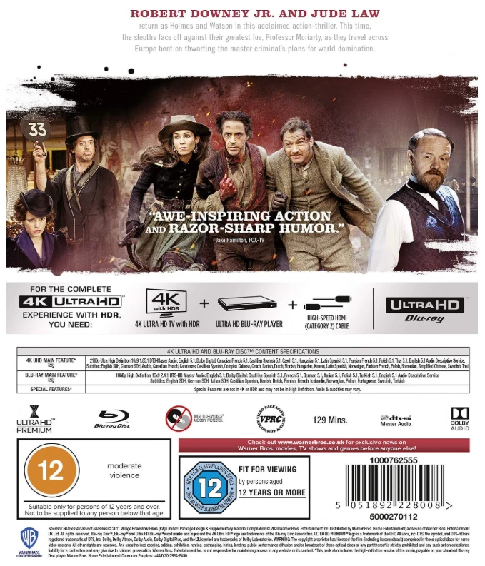 Sherlock Holmes: A Game of Shadows (4K Ultra HD + Blu-ray)