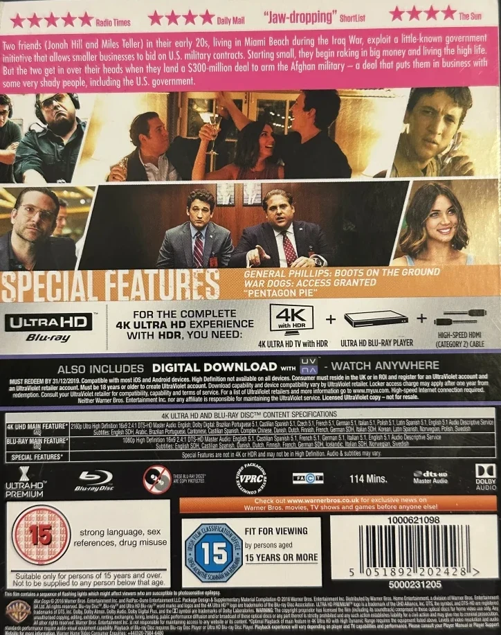 War Dogs (4K Ultra HD + Blu-ray) Slipcover