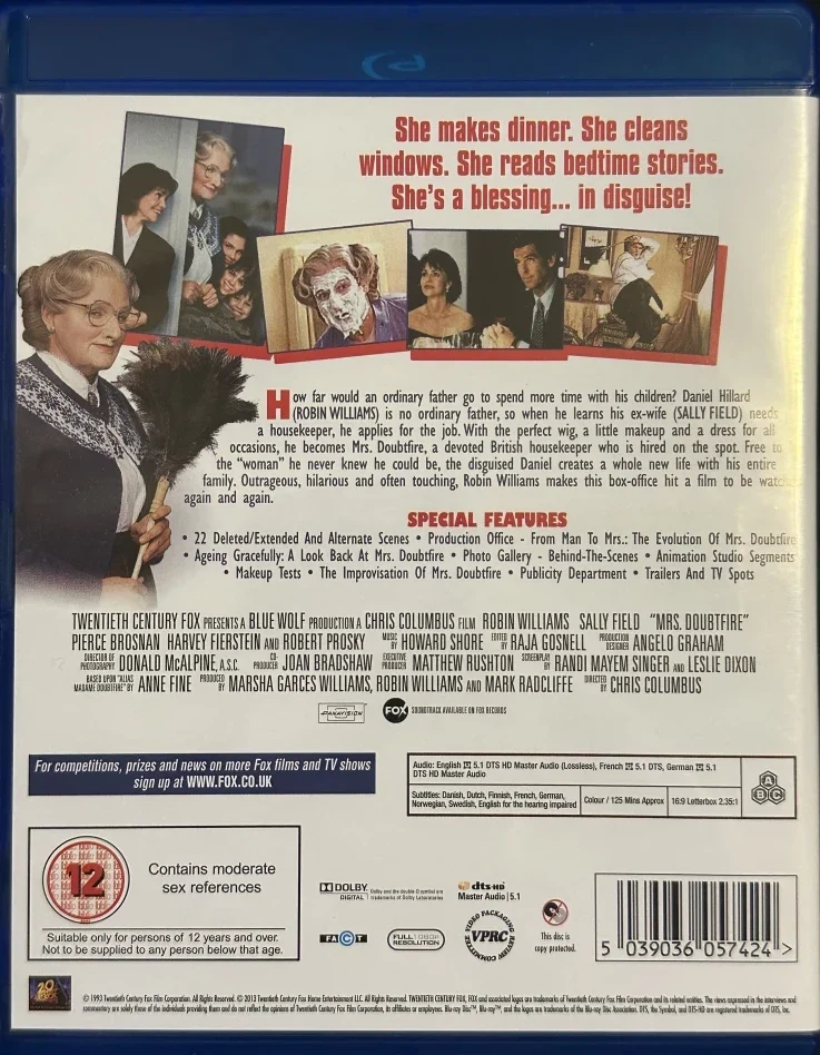 Mrs. Doubtfire - isä sisäkkönä (Blu-ray) 1993