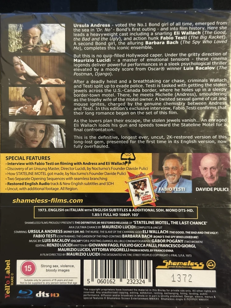 Viimeinen keikka - Stateline Motel (Blu-ray) Shameless (Limited Edition) Numeroitu Painos (Slipcover) L'ultima chance