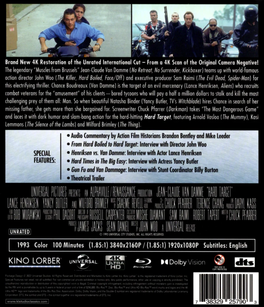 Hard Target (4K Ultra HD) Corrected Audio (Kino Lorber) Limited Edition Slipcover