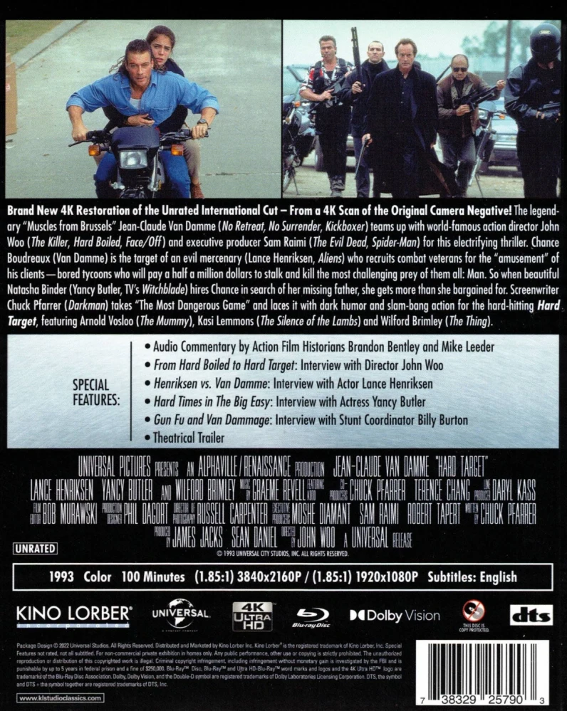 Hard Target (4K Ultra HD) Corrected Audio (Kino Lorber) Limited Edition Slipcover