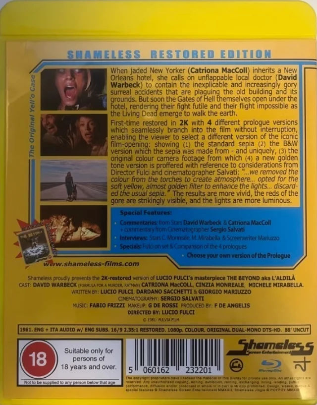 Beyond (The) AKA E Tu vivrai nel terrore - L'aldilà AKA Seven Doors of Death (Blu-ray) Shameless Restored Edition (1981) Leikkaamaton (4 Eri Versiota Elokuvasta)