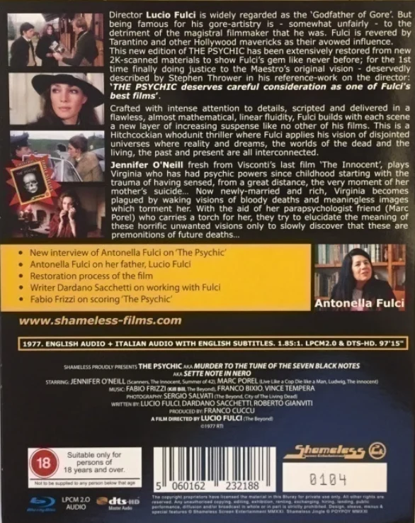 Lucio Fulci's The Psychic - Limited Numbered Edition | Sette note in nero (Blu-ray) mukana slipcover (Numeroitu painos)