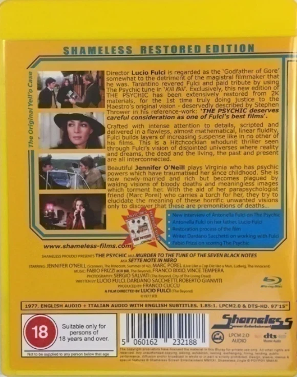 Lucio Fulci's The Psychic - Limited Numbered Edition | Sette note in nero (Blu-ray) mukana slipcover (Numeroitu painos)