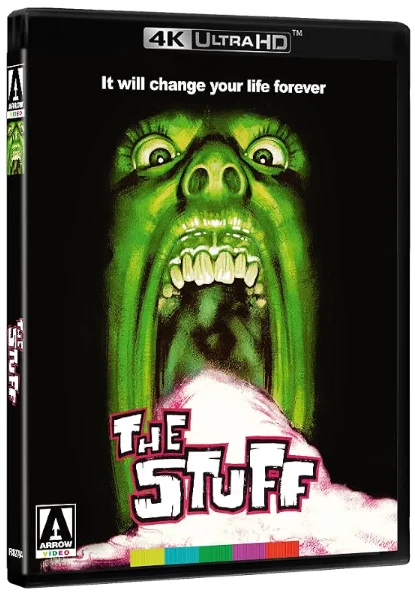 The Stuff - murhaavaa mössöä - Limited Edition (1985) Arrow (4K Ultra HD + Bonus Blu-ray) Slipcover + Vihkonen (2 eri versiota elokuvasta)