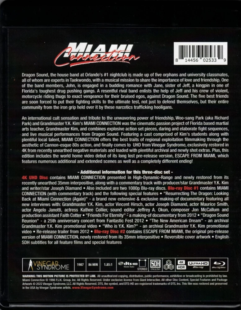 Miami Connection (4K Ultra HD + Blu-ray) 1 Movie, 2 Cuts (Vinegar Syndrome)