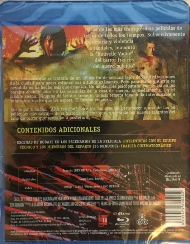 Haute Tension - kiihtyvää kauhua (Blu-ray) (BD-R) High Tension AKA Switchblade Romance