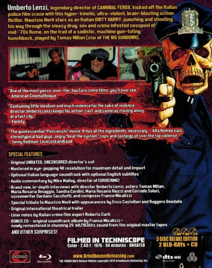 The Tough Ones (Blu-ray + Bonus Blu-ray + CD) Slipcase + Vihkonen mukana (Rome Armed to the Teeth / Roma a Mano Armata) Grindhouse Releasing (4K masteroitu) Leikkaamaton Ohjaajan Versio! Uncut! Director's Cut