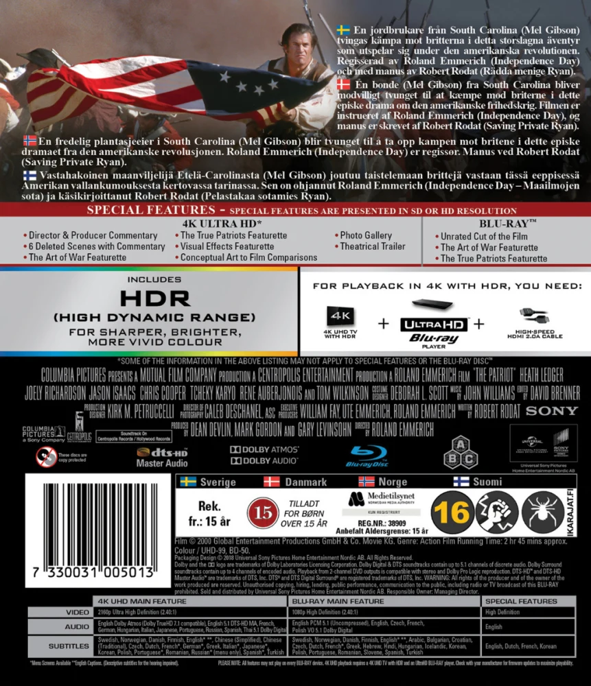 The Patriot (4K Ultra HD + Blu-ray) 2000 (Mel Gibson)
