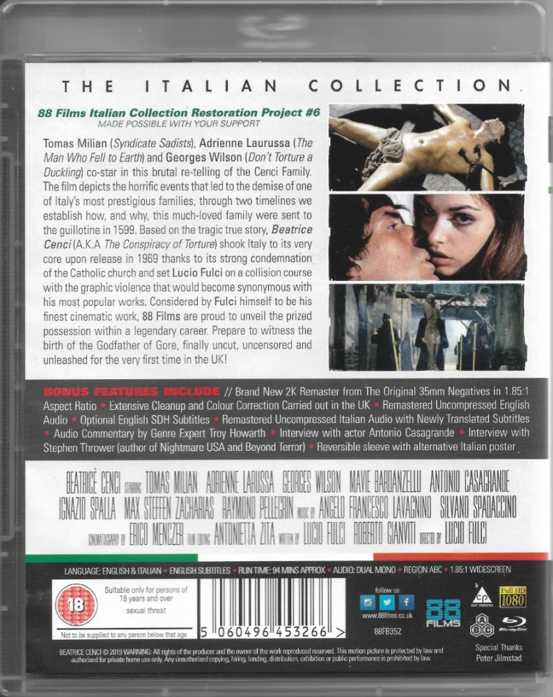 Beatrice Cenci (Blu-ray) 1969 (Italian 55#) Lucio Fulci (Die Nackte und der Kardinal / The Conspiracy of Torture)