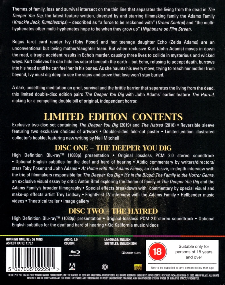 The Deeper You Dig - The Hatred - Limited Edition (Blu-ray) Slipcover + Vihkonen (Arrow Video)
