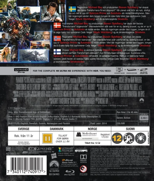 Transformers: Tuhon aikakausi (4K Ultra HD + Blu-ray) Transformers: Age of Extinction